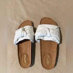 Aerie White Knotted Slide Sandals